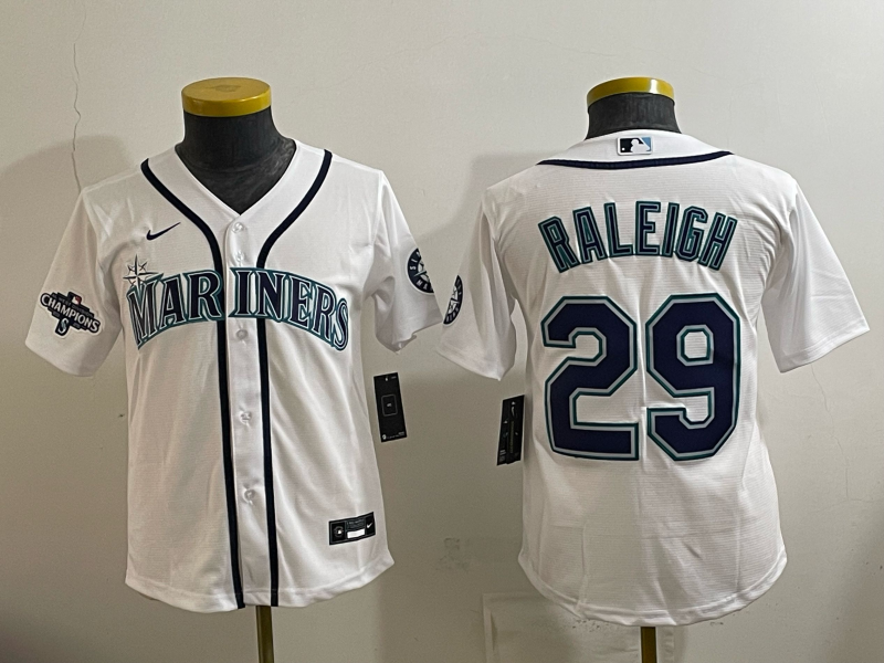 youth 2026 Seattle Mariners #29 Raleigh white Nike MLB Jersey 005